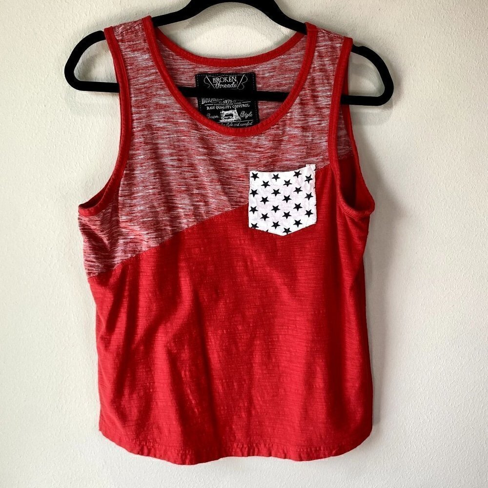 Broken Threads Red Patriotic Pocket Tank S